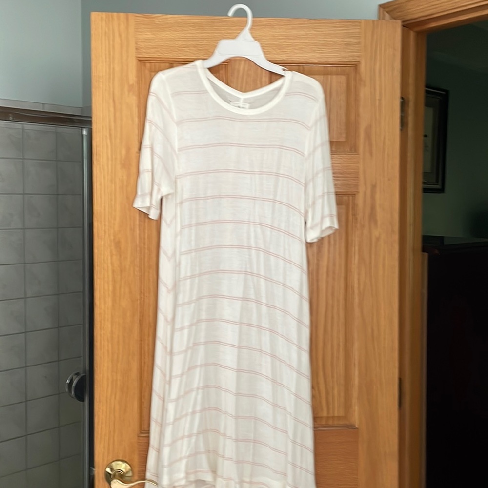 Cotton Lou and grey pink and white striped dress